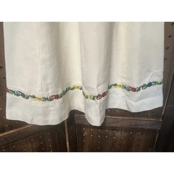 Vintage Cream Ivory Wool Skirt XS 21 In Waist 1950s 1960s Scandinavian Trim - Picture 3 of 8